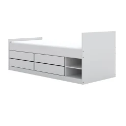 Lit 90x200 sommier matelas et tiroirs inclus Kocot Kids Leon Blanc