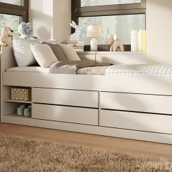 Lit 90x200 sommier matelas et tiroirs inclus Kocot Kids Leon Blanc