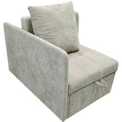 Lit 177x68x65 cm convertible 3-en-1 en tissu lin beige, dossier 5 positions, idéal pour petits espaces