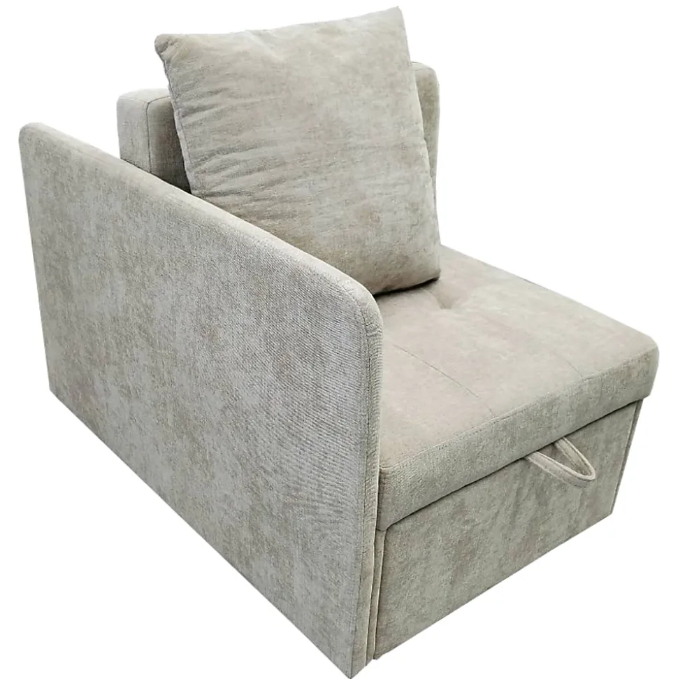 Lit 177x68x65 cm convertible 3-en-1 en tissu lin beige, dossier 5 positions, idéal pour petits espaces