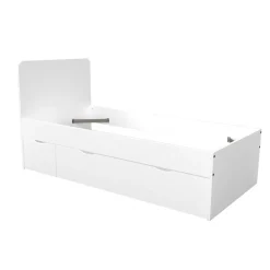Lit ZENIA 90x190 + 1 chevet + 1 tiroir / Blanc