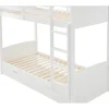 Lits superposés 2 x 90 x 200 cm - 2 tiroirs - Pin et MDF - Blanc + Matelas - LIMODARA