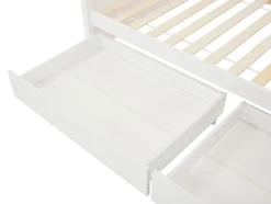 Lits superposés 2 x 90 x 200 cm - 2 tiroirs - Pin et MDF - Blanc + Matelas - LIMODARA