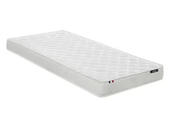 Lits superposés 2 x 90 x 200 cm - 2 tiroirs - Pin et MDF - Blanc + Matelas - LIMODARA