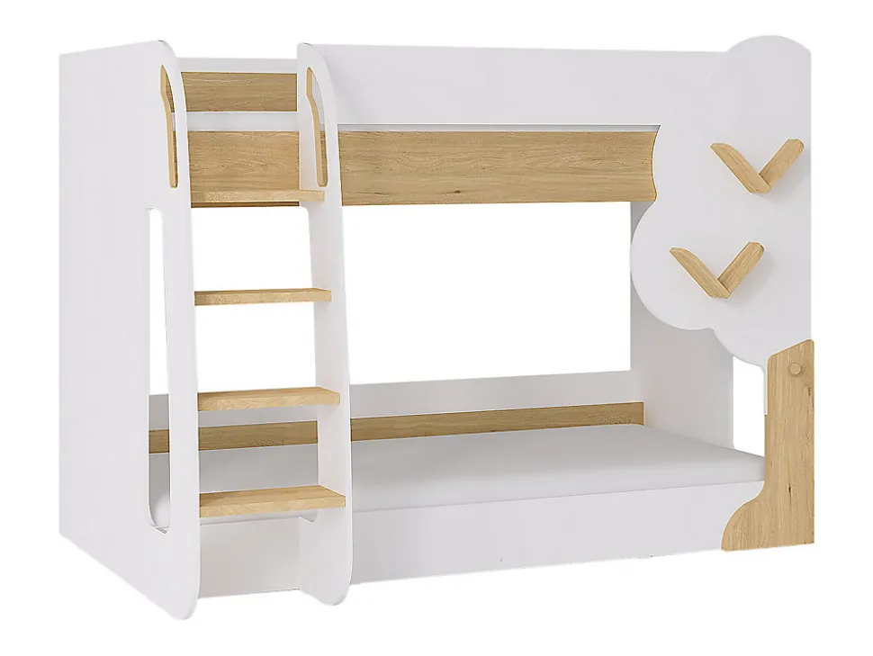 Lits superposés 2 x 90 x 190 cm - Blanc et Naturel - PILATI