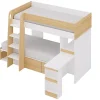 Lits superposés 2 x 90 x 190 cm avec bureau et rangements - Coloris : Naturel et blanc - LOMIDEN