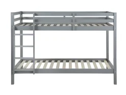 Lits superposés ANICET II - 2 x 90 x 190cm - Pin Massif - Gris + matelas