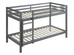 Lits superposés ANICET II - 2 x 90 x 190cm - Pin Massif - Gris + matelas