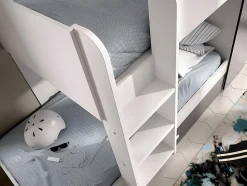 Lits superposés avec tiroir lit gigogne et rangements 3 x 90 x 190 cm - Anthracite et Blanc + matelas - ANTHONY