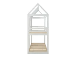 Lits superposés cabane 2 x 90 x 190 cm - Pin et MDF - Blanc + Matelas - LIDOVARA