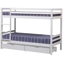Lits superposés pour enfants 190x90cm blanc avec tiroirs AMBRE - HAPPY GARDEN