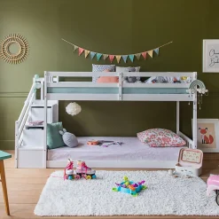 Lits superposés pour enfants 190x90cm blanc CELESTINE - HAPPY GARDEN