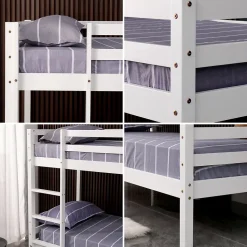 Lits superposés pour enfants 190x90cm blanc AMBRE - HAPPY GARDEN