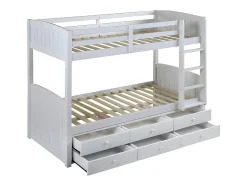 Lits superposés séparables ANCHISE II - 2 x 90 x 190 cm - Avec rangements - Pin blanc