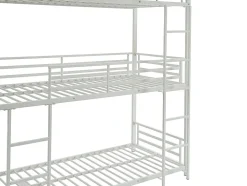 Lits superposés triple 3 x 90 x 190 cm - Métal - Blanc + Matelas - ELOUAN III