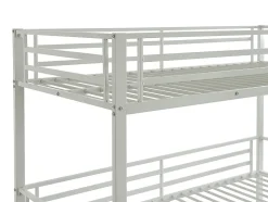 Lits superposés triple 3 x 90 x 190 cm - Métal - Blanc + Matelas - ELOUAN III