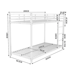 Lits Superposés 90x200cm Fer Blanc Blackcolors