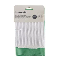 Lot 2 chiffons de nettoyage pour vitres microfibre GoodHome blanc L.32 x l.32cm