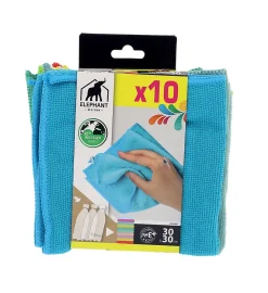 Lot 10 lavettes microfibre Elephant multicouleur