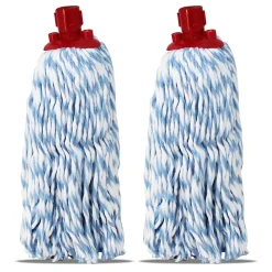 Lot 2 Mop serpillère à frange pour balai, recharge vadrouille, tête de rechange de balai en microfibre super absorbante - H 30 cm