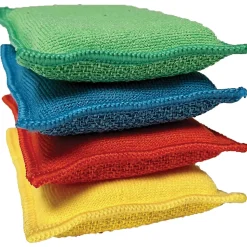 Lot 4 éponges en microfibre recyclée double-face Virtu'O Clean Liseré Vert - jaune, bleu, vert, rouge L.16 x l.10 cm