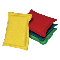 Lot 4 éponges en microfibre recyclée double-face Virtu'O Clean Liseré Vert - jaune, bleu, vert, rouge L.16 x l.10 cm