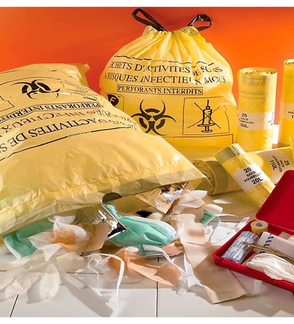 Lot 500 Sacs DASRI Jaune pour déchets à risques infectieux 15L 20L 100L Litres Taille - 100L-DASRI