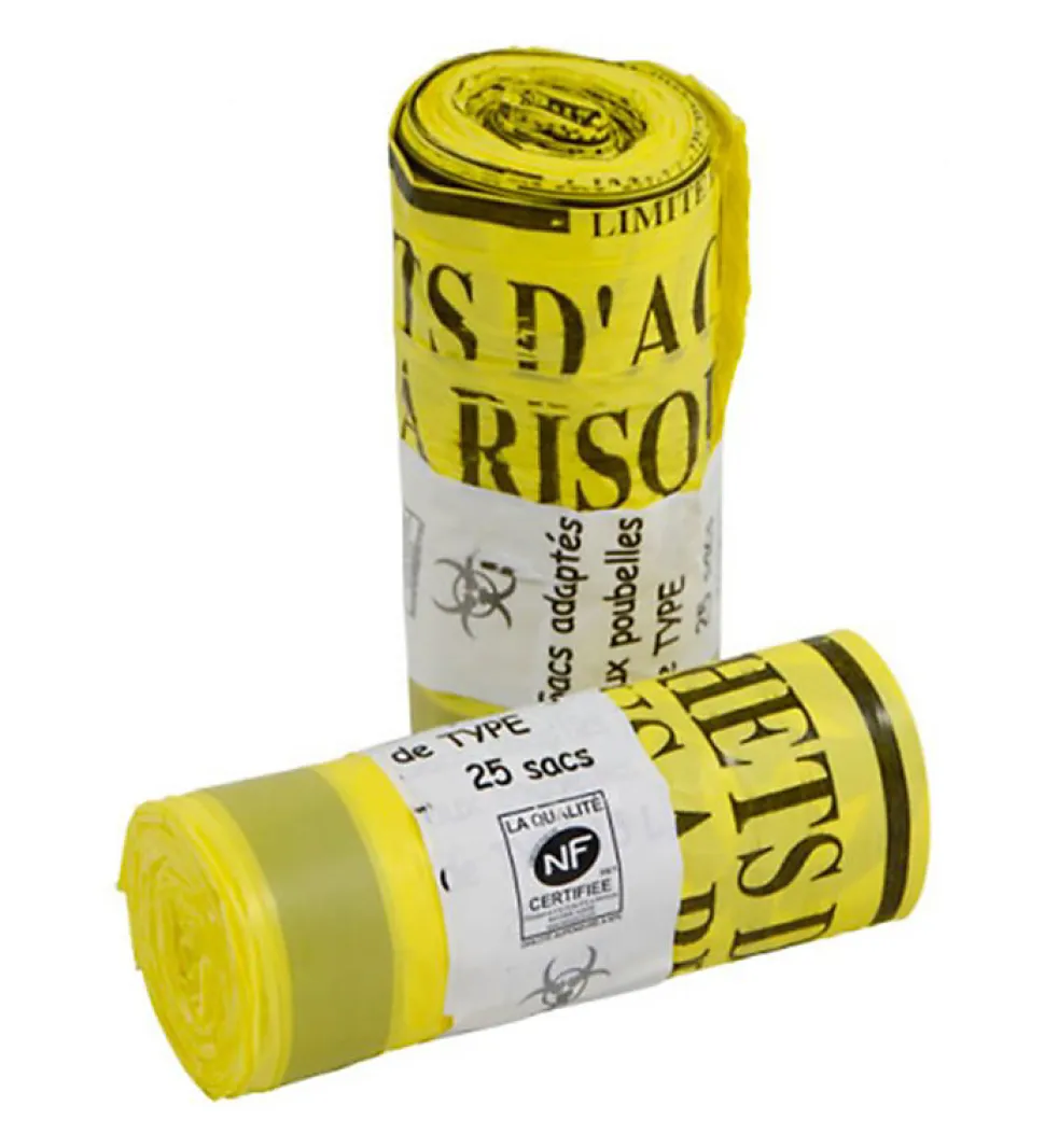Lot 500 Sacs DASRI Jaune pour déchets à risques infectieux 15L 20L 100L Litres Taille - 15L-DASRI