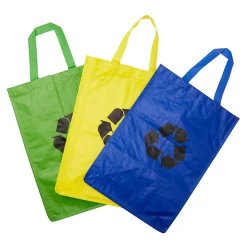 Lot 3 sacs de recyclage ménagers l.31 x H.44 cm bleu, vert et jaune