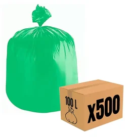 Lot 500 sacs poubelle à déchet Rouleaux de 20L 30L 50L 100L 110L 130L Litres Taille - 100L-VERT
