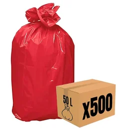 Lot 500 sacs poubelle à déchet Rouleaux de 20L 30L 50L 100L 110L 130L Litres Taille - 50L-ROUGE