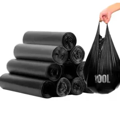 Lot 500 sacs poubelle noirs 110L litres avec anses rouleaux sac à déchets
