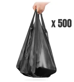 Lot 500 sacs poubelle noirs 110L litres avec anses rouleaux sac à déchets