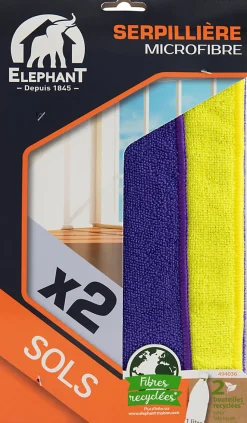 Lot 2 serpillères XXL Éléphant fluo L.100 x l.70 cm