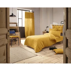 Lot 2 taies d'oreillers 60x60 cm double gaze de coton jaune - PEPA 1