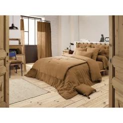 Lot 2 taies d'oreillers 60x60 cm double gaze de coton camel - PEPA 1