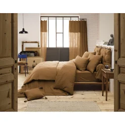 Lot 2 taies d'oreillers 50x70 cm double gaze de coton camel - PEPA 2
