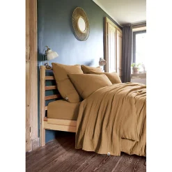 Lot 2 taies d'oreillers 50x70 cm double gaze de coton camel - PEPA 2