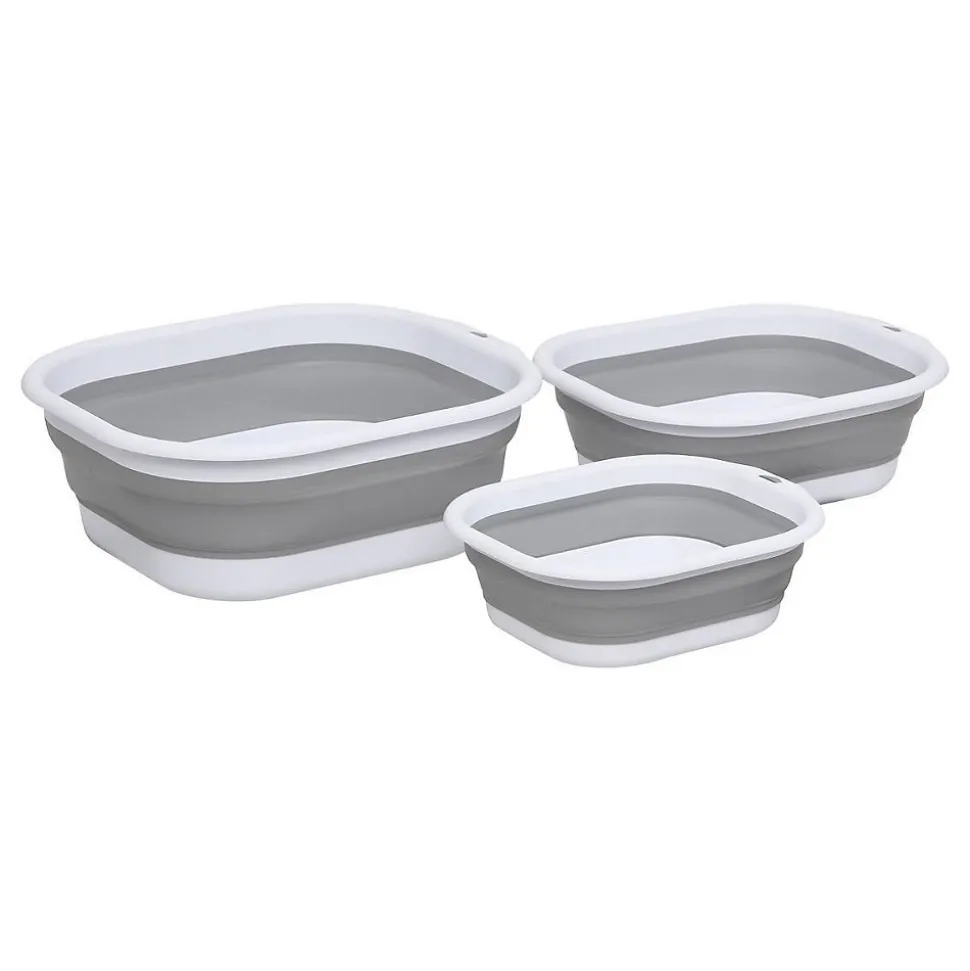 Lot de 3 Bassines Retractable Grises 3+5+10L - Gris- 5five
