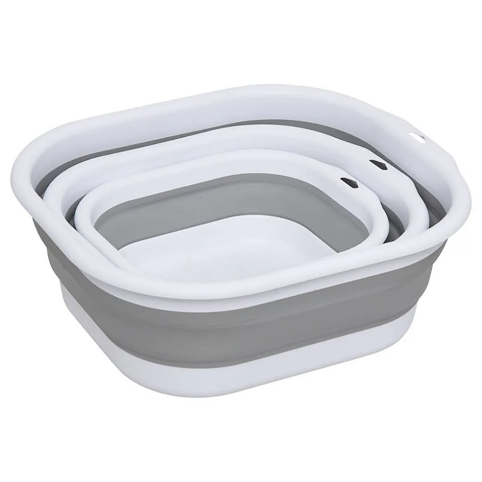 Lot de 3 Bassines Retractable Grises 3+5+10L - Gris- 5five