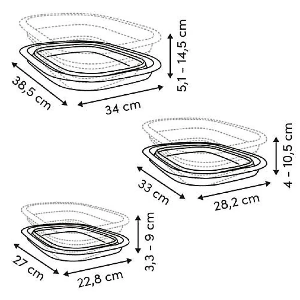 Lot de 3 Bassines Retractable Grises 3+5+10L - Gris- 5five