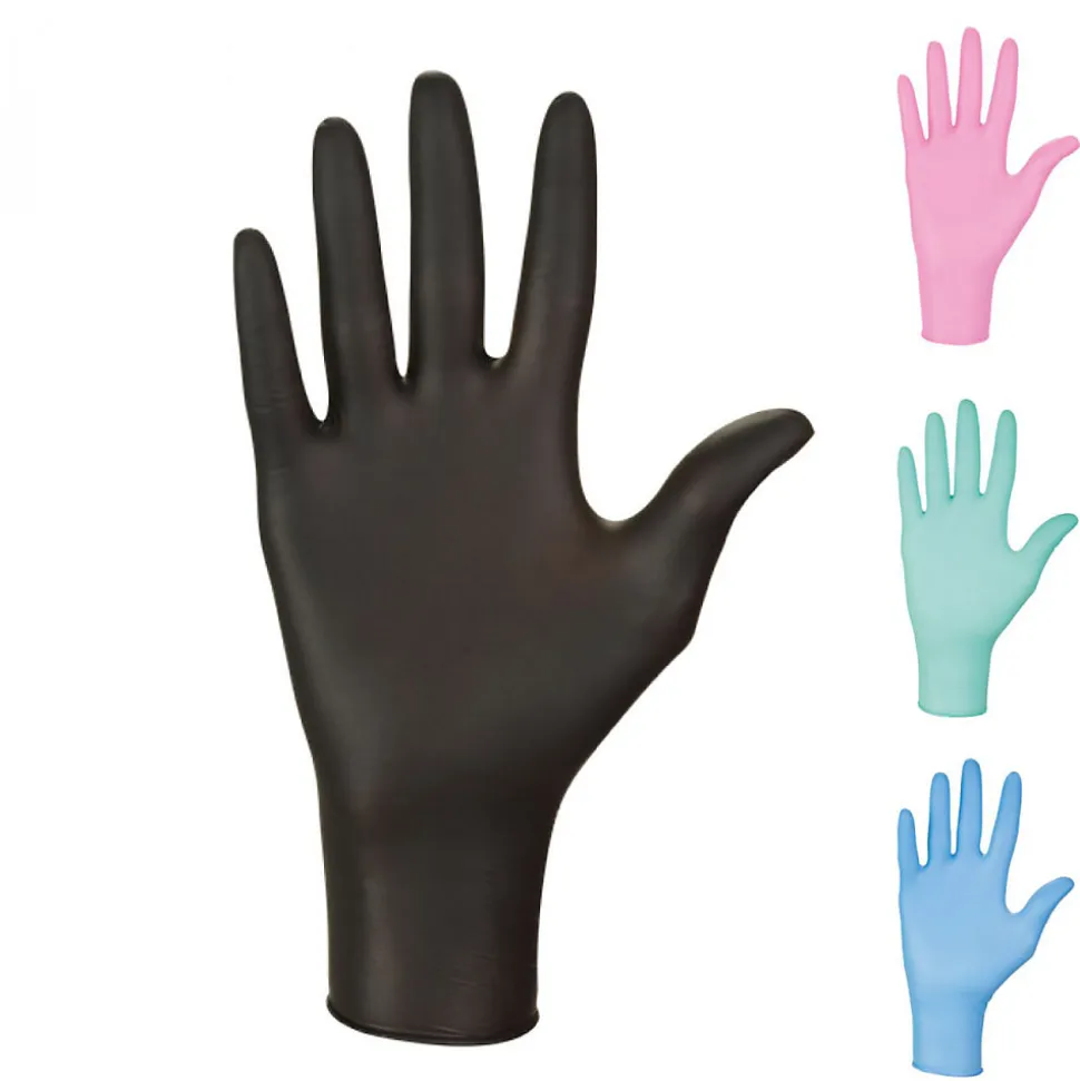 Lot de 2 boites de 100 gants en nitrile jetables - non poudrés - Taille M - Noir - Vivezen
