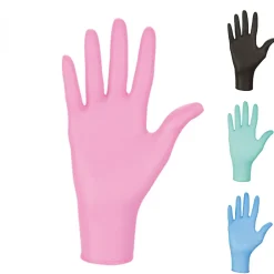 Lot de 5 boites de 100 gants en nitrile jetables - non poudrés - Taille L - Rose - Vivezen
