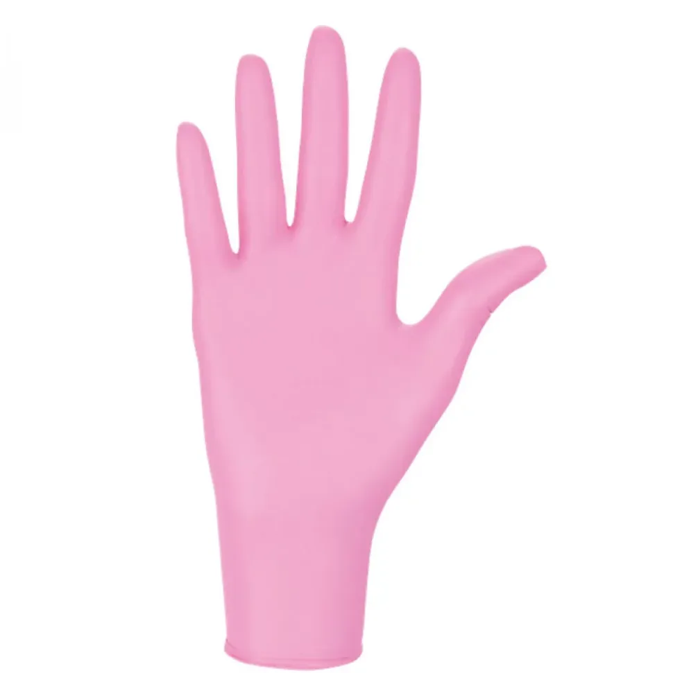 Lot de 5 boites de 100 gants en nitrile jetables - non poudrés - Taille M - Rose - Vivezen