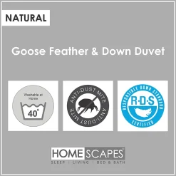 Lot de 2 couettes 4 saisons 260 x 220 cm en duvet et plumes d'oie 9 + 4.5 Tog - HOMESCAPES