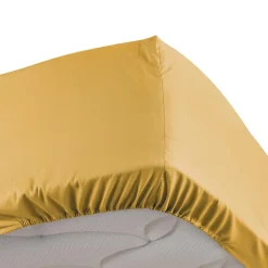 Lot de 2 Drap housse 100% percale ultra doux 160 x 200 cm 78 fils bonnet 30 cm Jaune