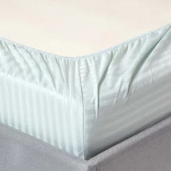 Lot de 2 draps housse lit bébé en coton égyptien 330 fils bleu, 70 x 140 cm - HOMESCAPES