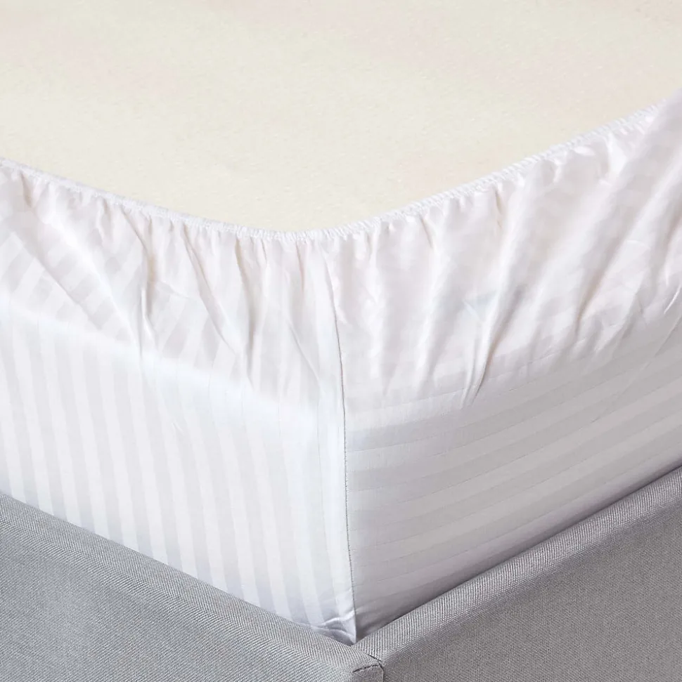 Lot de 2 draps housse lit bébé en coton égyptien 330 fils blanc, 60 x 120 cm - HOMESCAPES