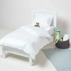 Lot de 2 draps housse lit bébé en coton égyptien bio 400 fils blanc, 70 x 140 cm - HOMESCAPES