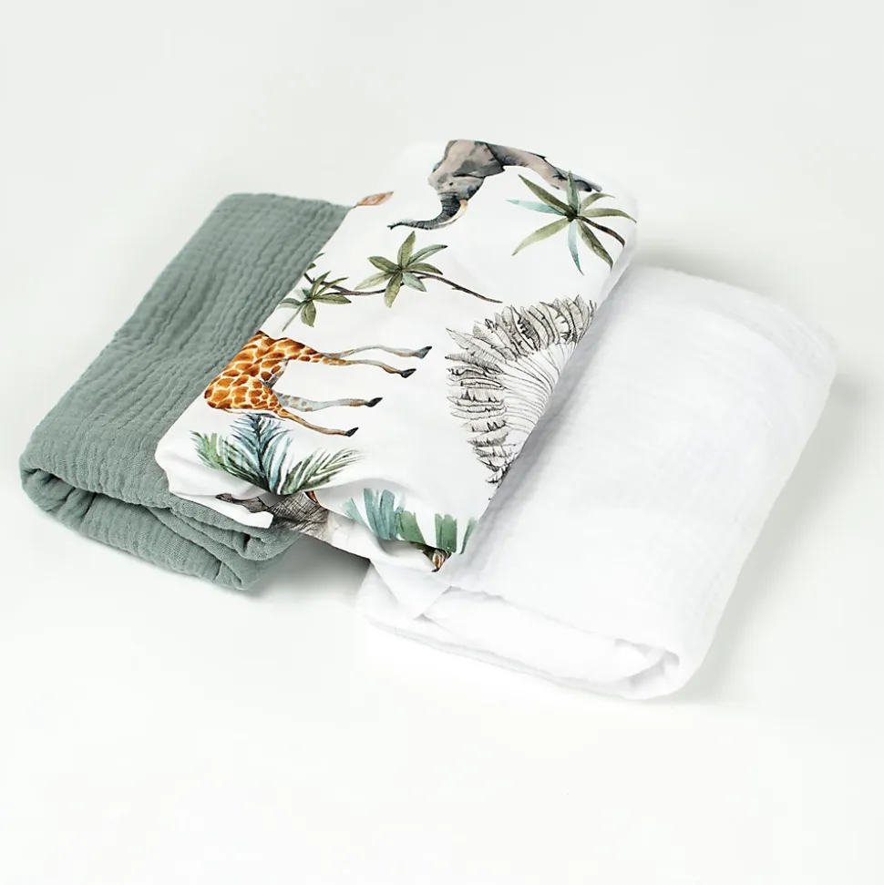 Lot de 3 Draps housses couffin en coton Safari
